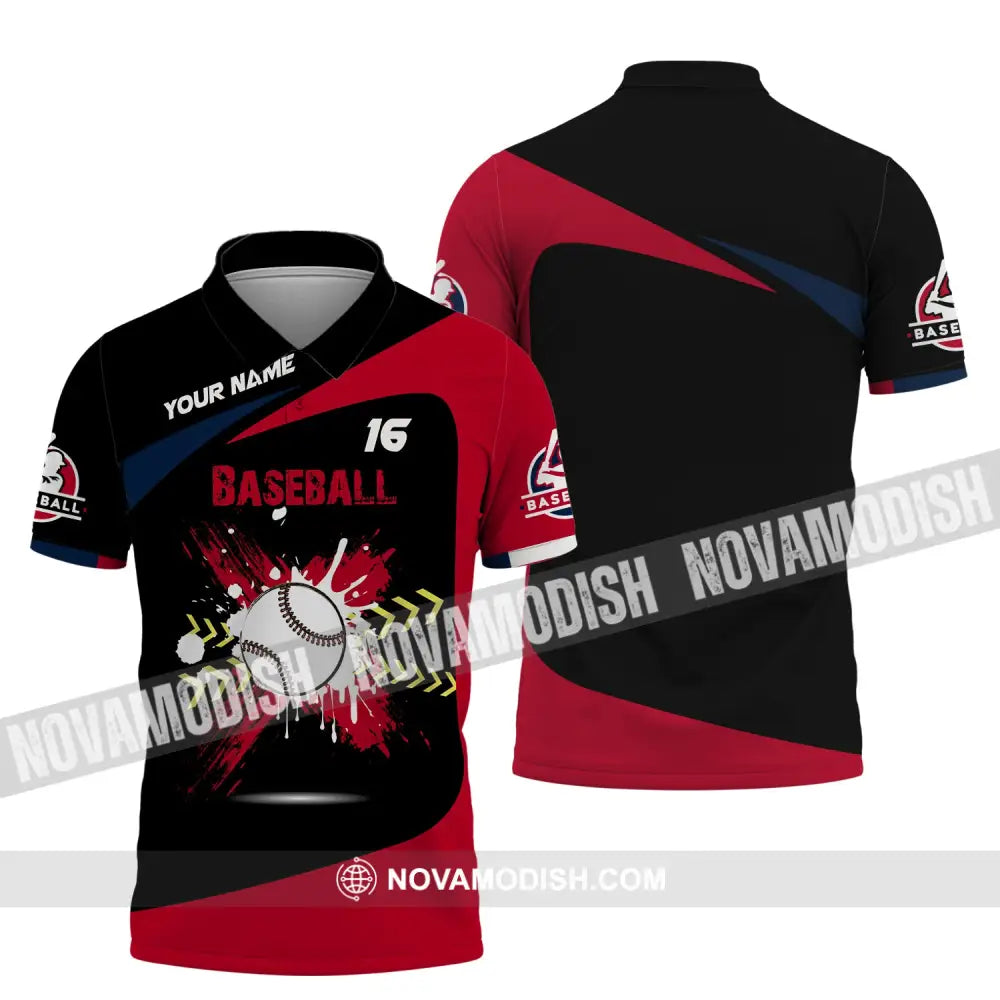 Man Shirt Custom Name Baseball T-Shirt Gift For Player Polo / S