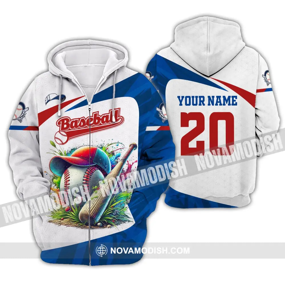 Man Shirt Custom Name Baseball Team T-Shirt Hoodie Long Sleeve Lover Apparel Zipper / S T-Shirt