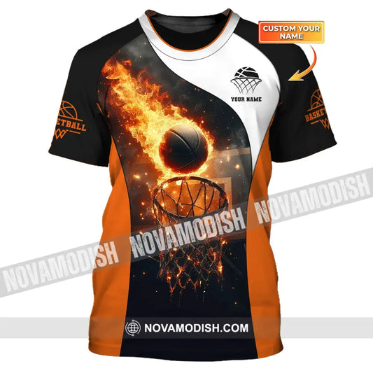 Man Shirt Custom Name Basketball Fire Gift For Player T-Shirt