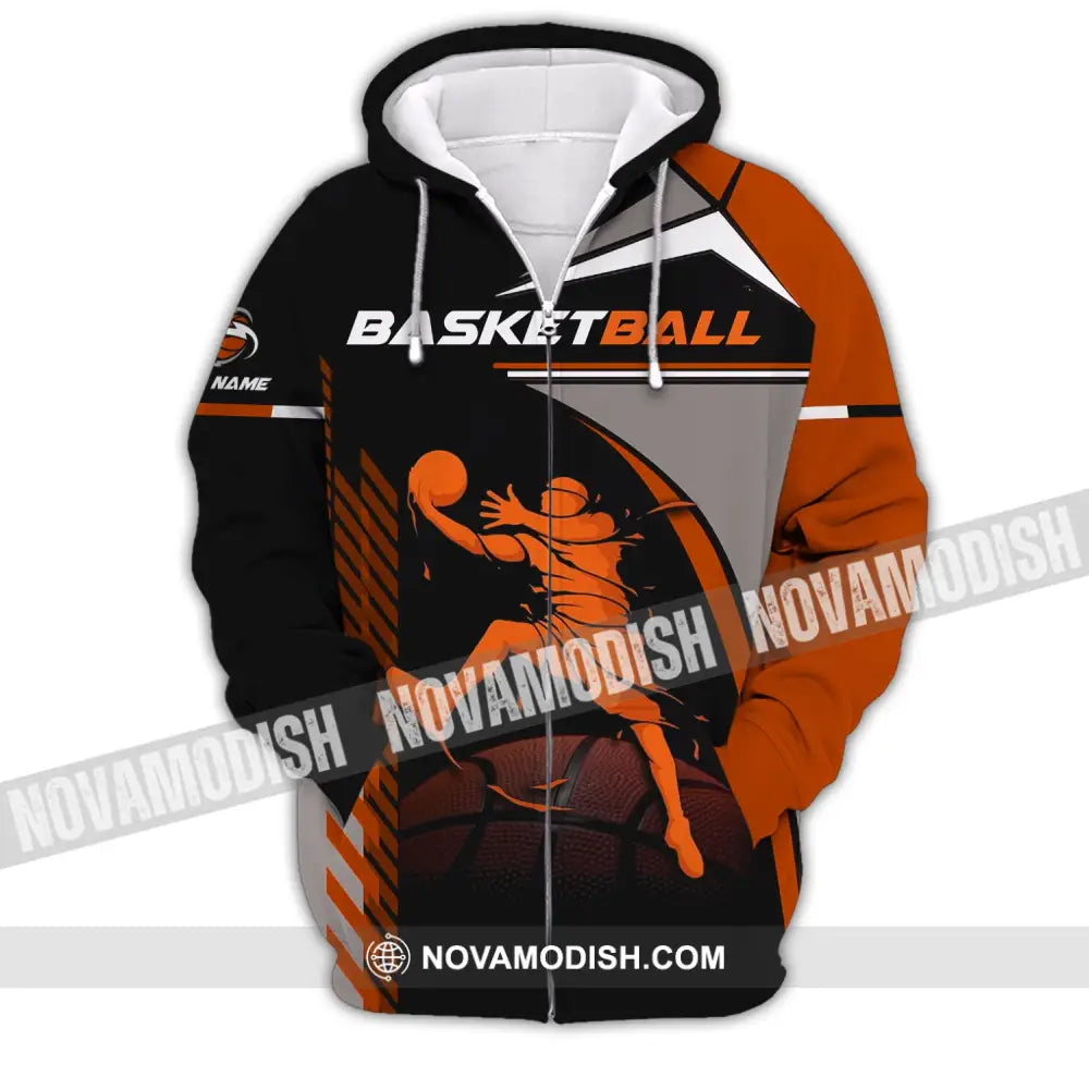 Man Shirt Custom Name Basketball T-Shirt Gift For Player Zipper Hoodie / S