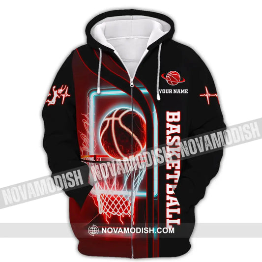 Man Shirt Custom Name Basketball T-Shirt Hoodie Gift For Player Zipper / S