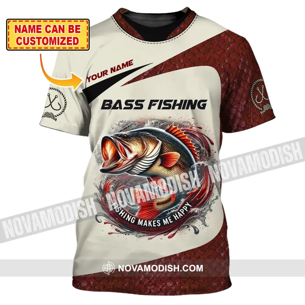 Man Shirt Custom Name Bass Fishing Lover Hoodie Polo Long Sleeve T-Shirt