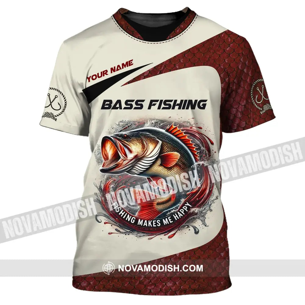 Man Shirt Custom Name Bass Fishing Lover Hoodie Polo Long Sleeve T-Shirt / S T-Shirt