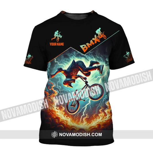Man Shirt Custom Name Bicycle Moto Cross Bmx Polo Long Sleeve Hoodie T-Shirt / S T-Shirt