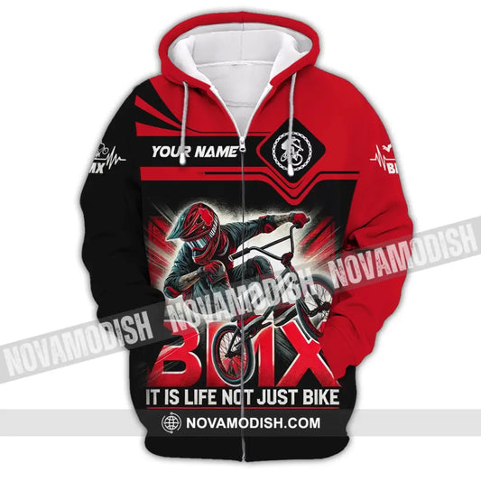 Man Shirt Custom Name Bicycle Moto Cross Bmx Polo Long Sleeve Hoodie Zipper / S T-Shirt