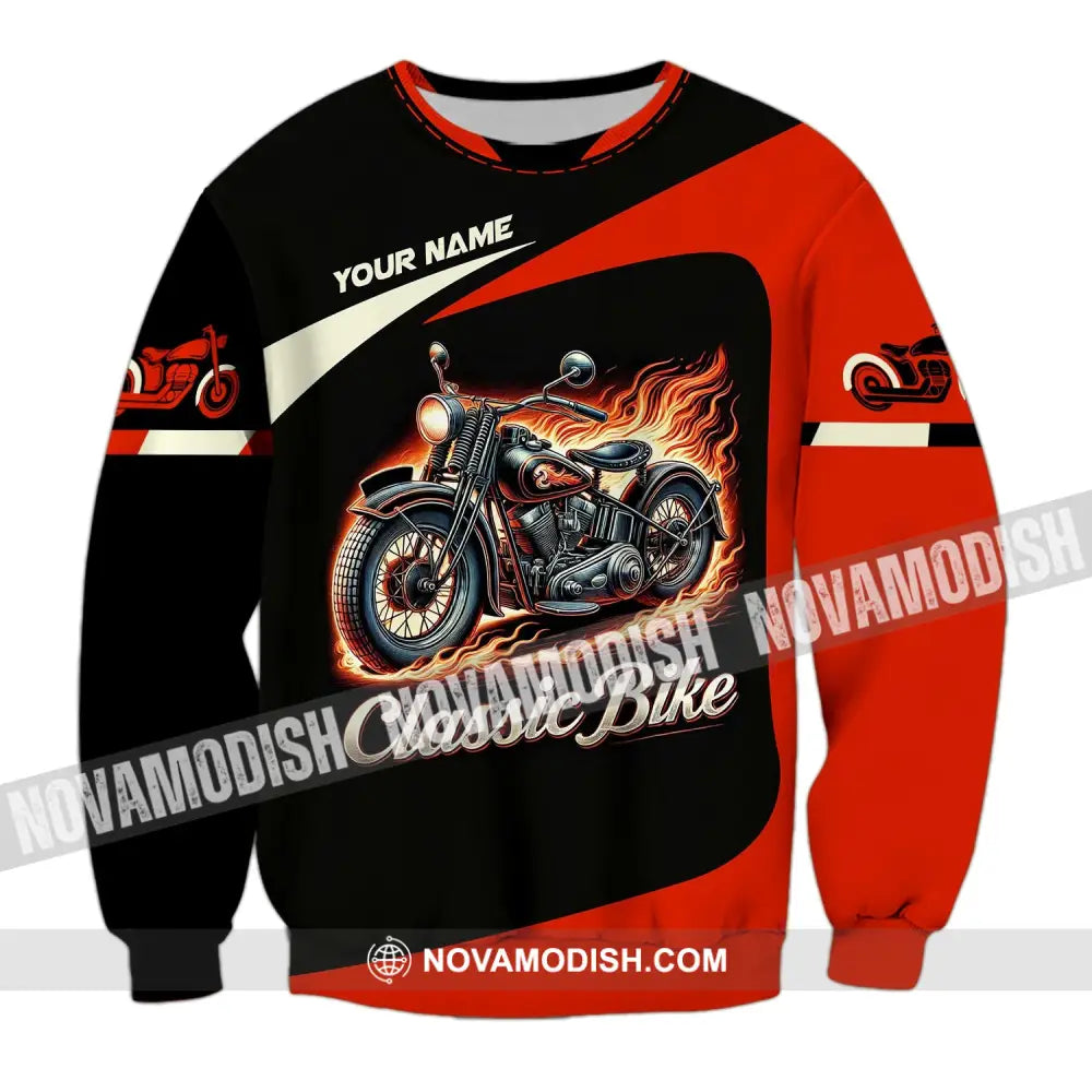 Man Shirt Custom Name Biker Classic Bike Love T-Shirt For Bikers Clothing Long Sleeve / S T-Shirt