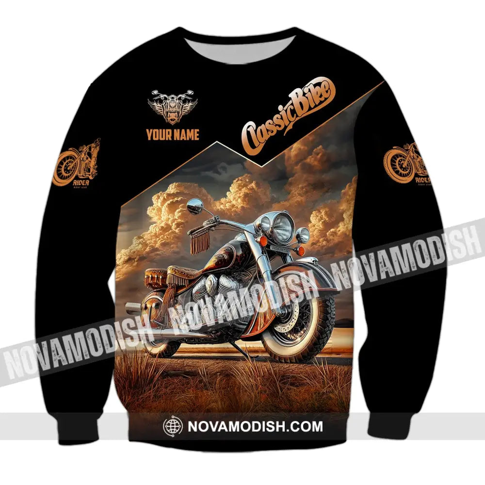 Man Shirt Custom Name Biker Classic Bike Love T-Shirt For Bikers Clothing Long Sleeve / S T-Shirt