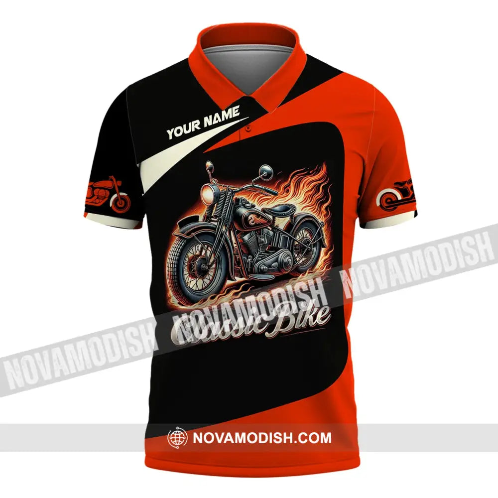 Man Shirt Custom Name Biker Classic Bike Love T-Shirt For Bikers Clothing Polo / S T-Shirt