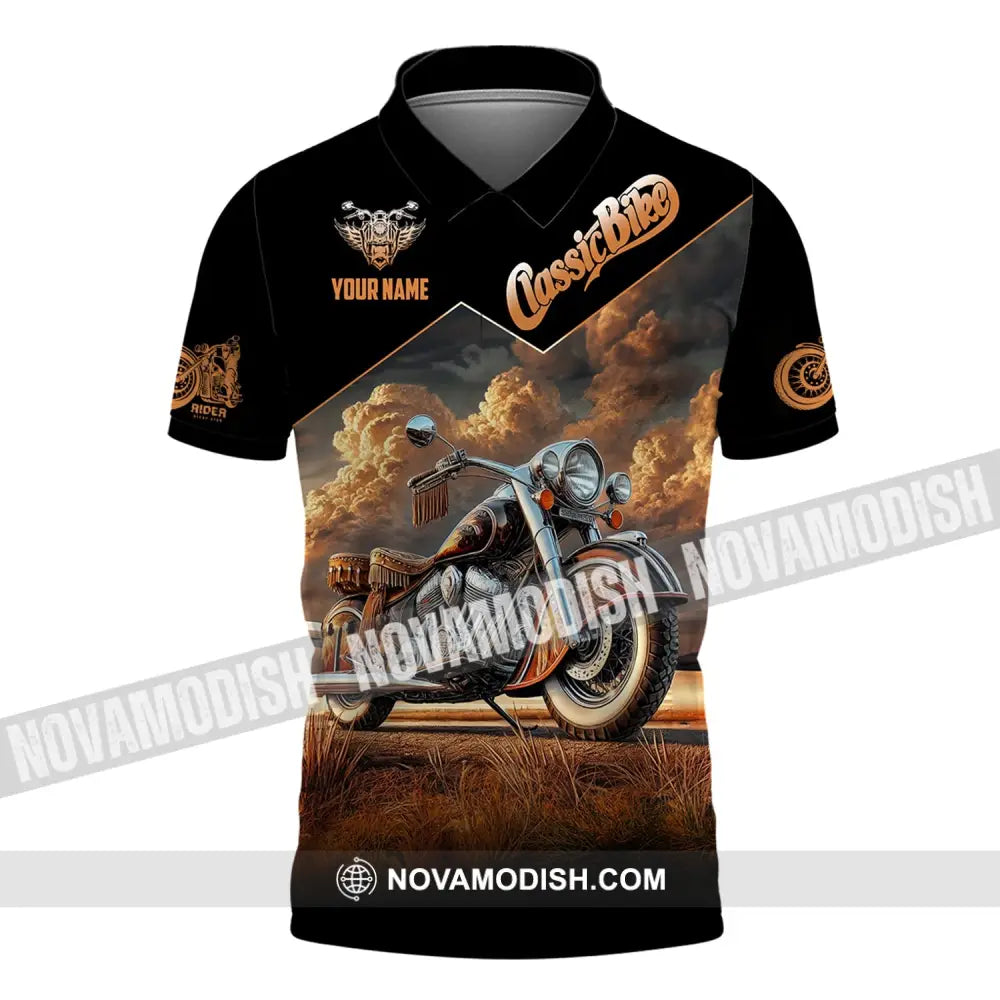 Man Shirt Custom Name Biker Classic Bike Love T-Shirt For Bikers Clothing Polo / S T-Shirt