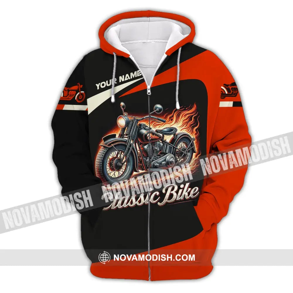 Man Shirt Custom Name Biker Classic Bike Love T-Shirt For Bikers Clothing Zipper Hoodie / S T-Shirt