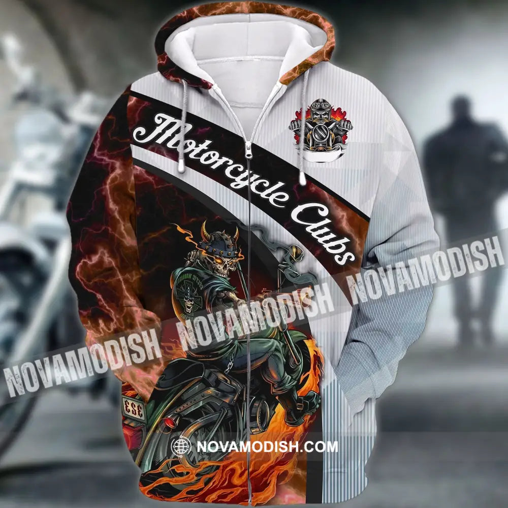 Man Shirt - Custom Name Biker Gang T-Shirt - Motorcycle Club - Skull Shirt Zipper Hoodie / S T-shirt
