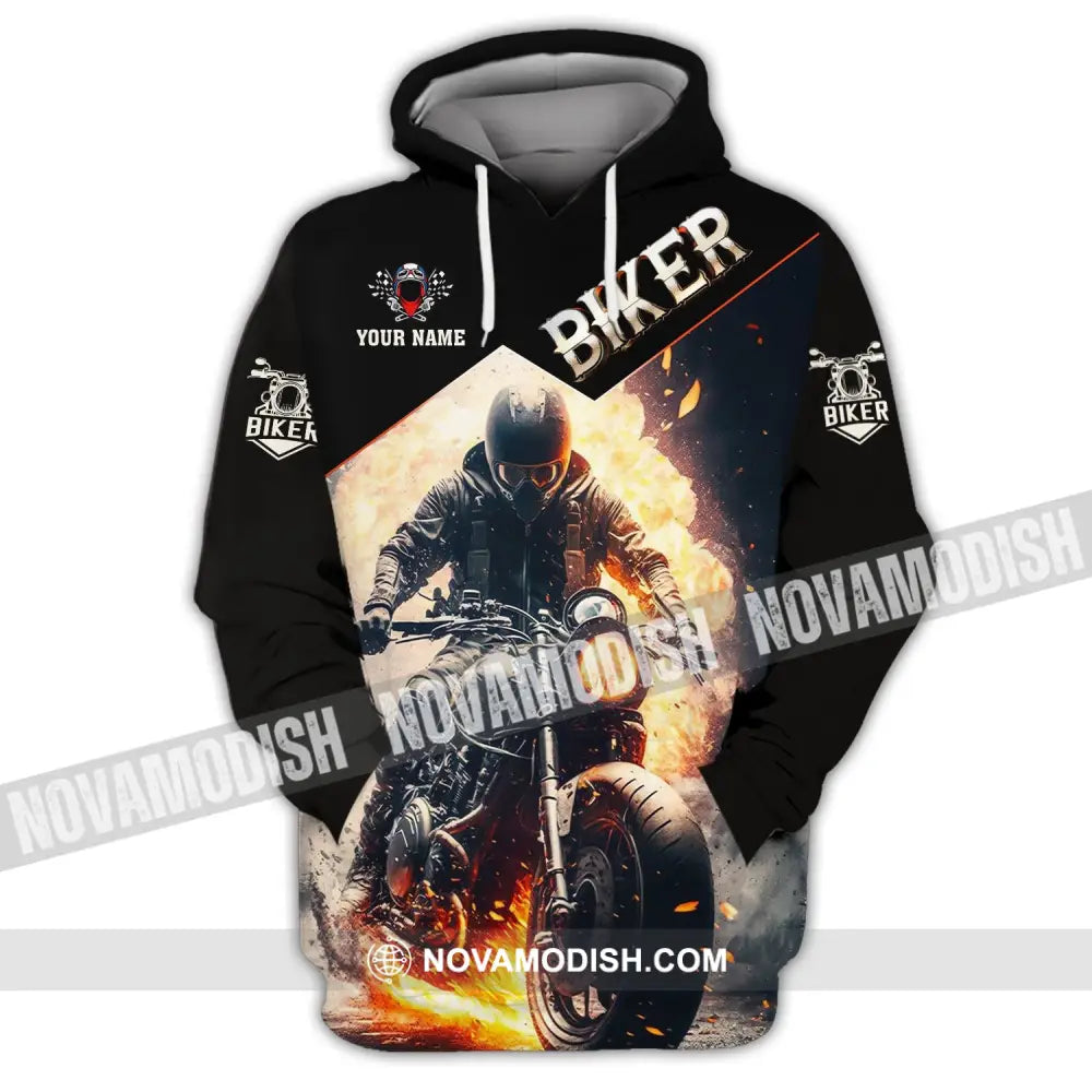 Man Shirt Custom Name Biker Hoodie Polo Long Sleeve / S T-Shirt