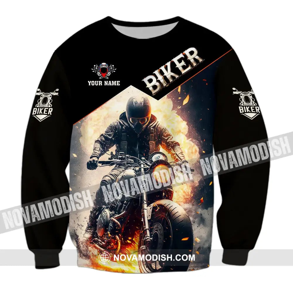 Man Shirt Custom Name Biker Hoodie Polo Long Sleeve / S T-Shirt