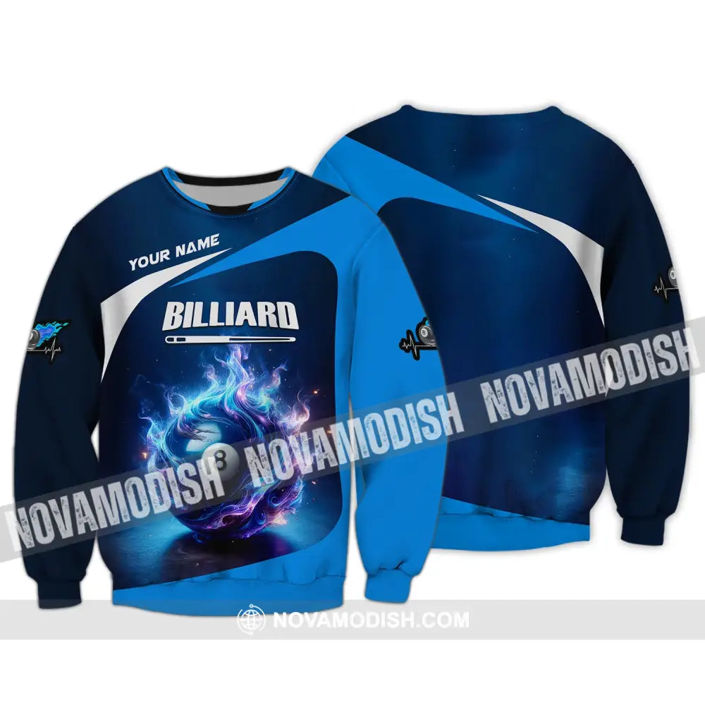 Man Shirt Custom Name Billiards All Star For Players Long Sleeve / S T-Shirt