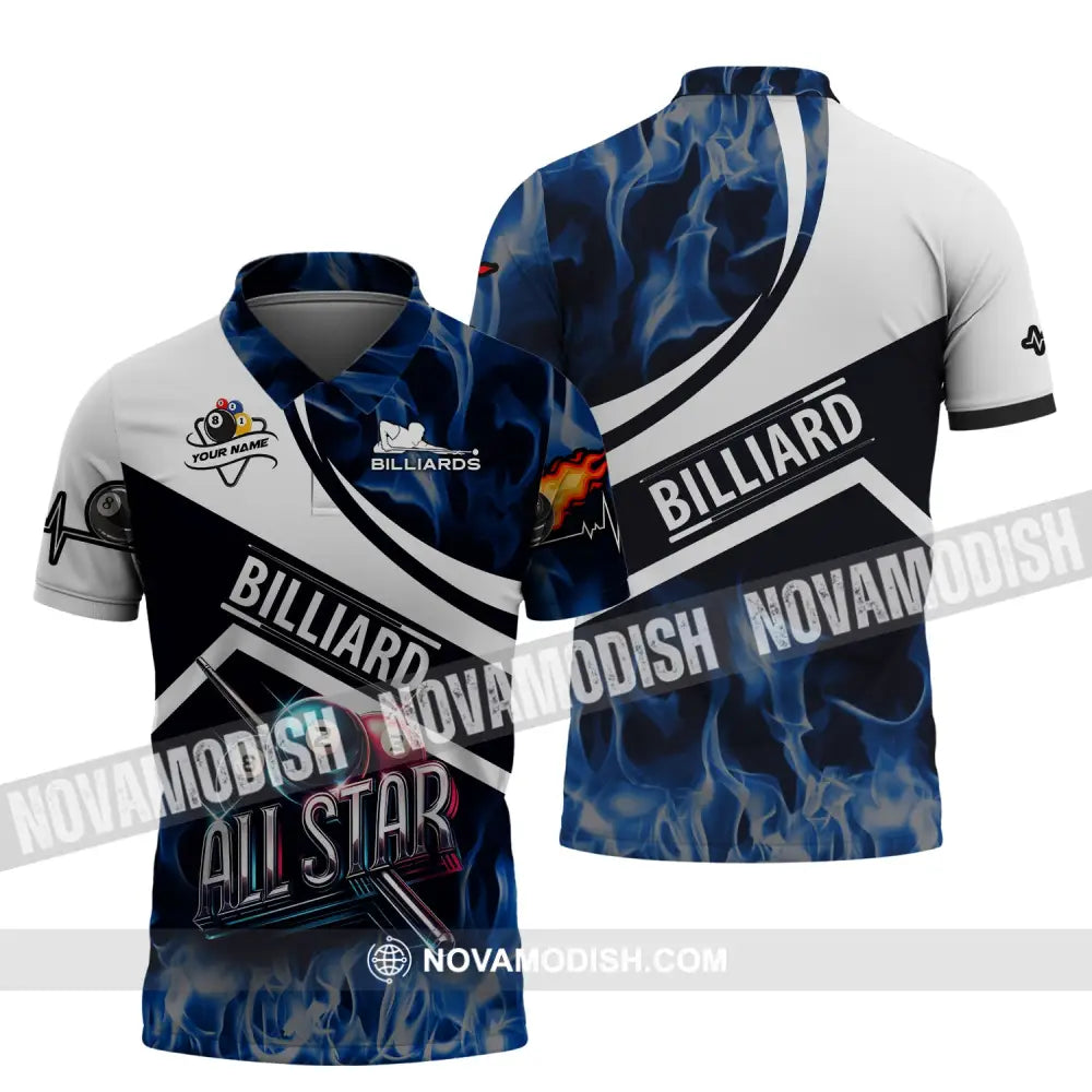 Man Shirt Custom Name Billiards All Star For Players Polo / S T-Shirt