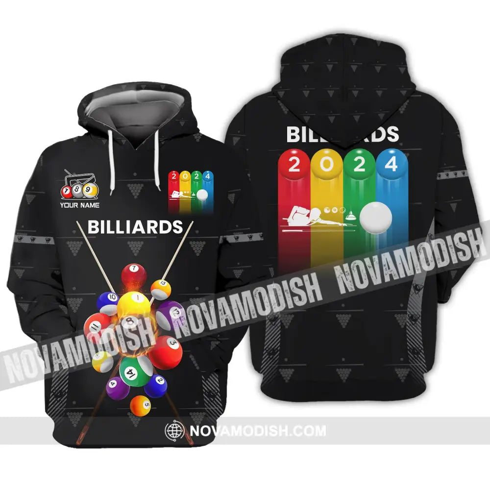 Man Shirt Custom Name Billiards Polo Long Sleeve Gift T-Shirt Hoodie / S