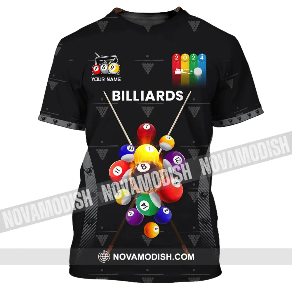 Man Shirt Custom Name Billiards Polo Long Sleeve Gift T-Shirt / S