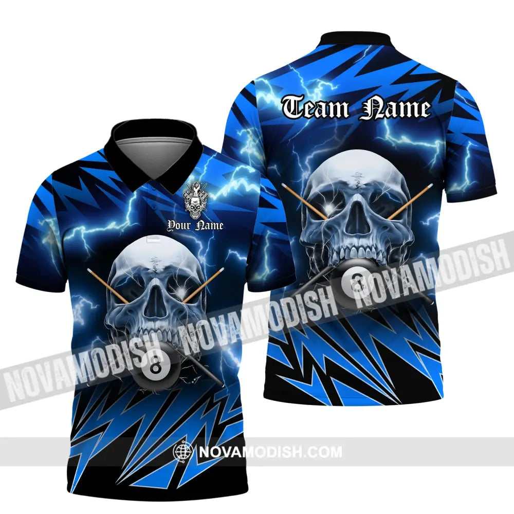 Man Shirt Custom Name Billiards Polo Long Sleeve Hoodie Skull Gift For Lover / S T-Shirt