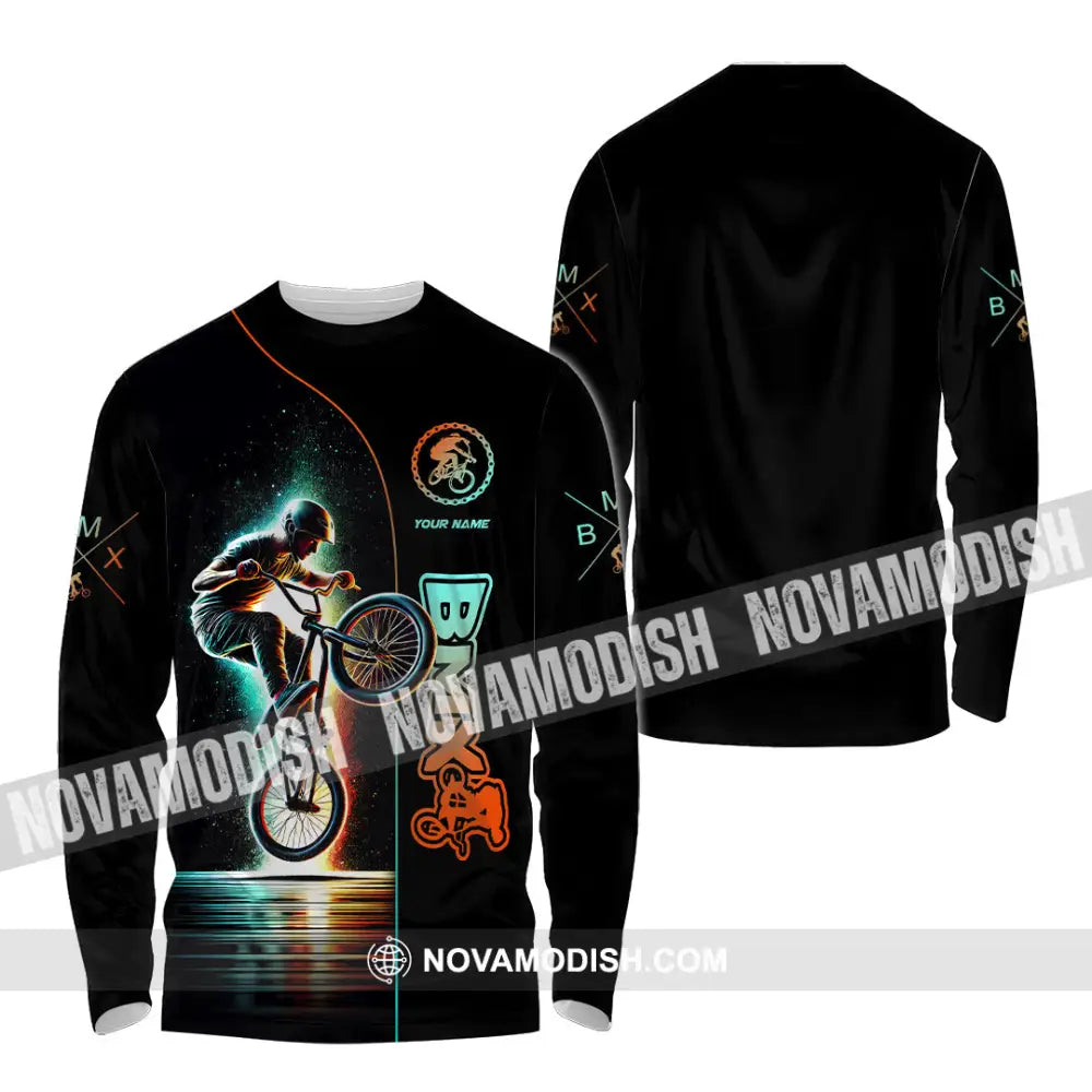 Man Shirt Custom Name Bmx Bike Gift Polo Hoodie Long Sleeve / S T-Shirt