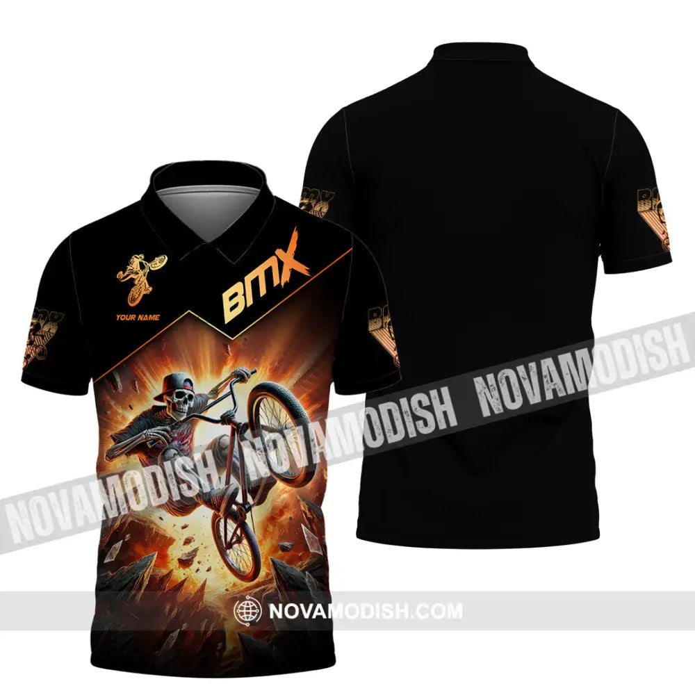 Man Shirt Custom Name Bmx Bike Gift Polo Hoodie Long Sleeve / S T-Shirt