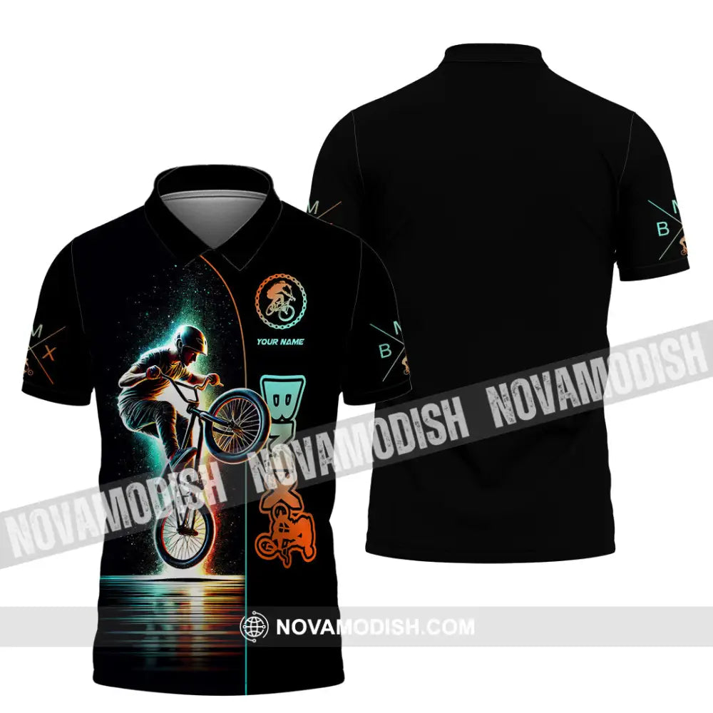 Man Shirt Custom Name Bmx Bike Gift Polo Hoodie Long Sleeve / S T-Shirt