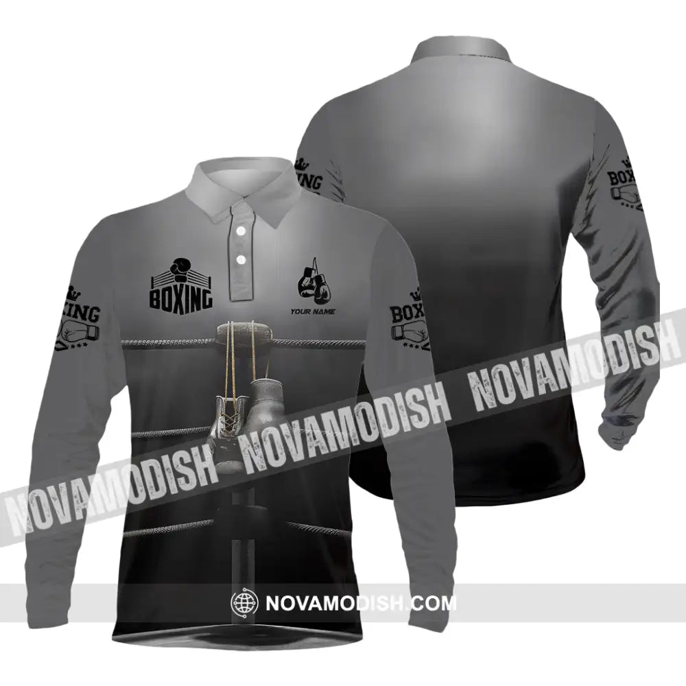 Man Shirt Custom Name Boxing Lover Hoodie Polo Long Sleeve Gift For Players / S T-Shirt