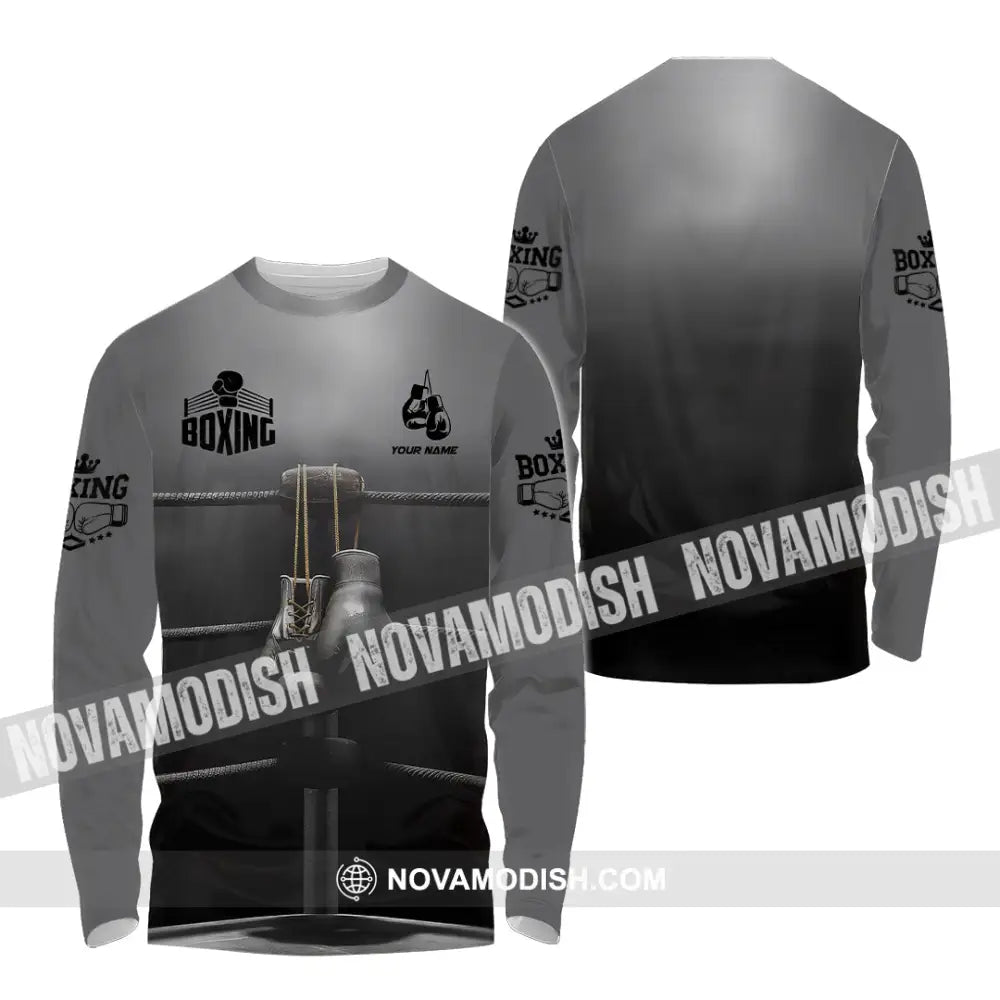 Man Shirt Custom Name Boxing Lover Hoodie Polo Long Sleeve Gift For Players / S T-Shirt