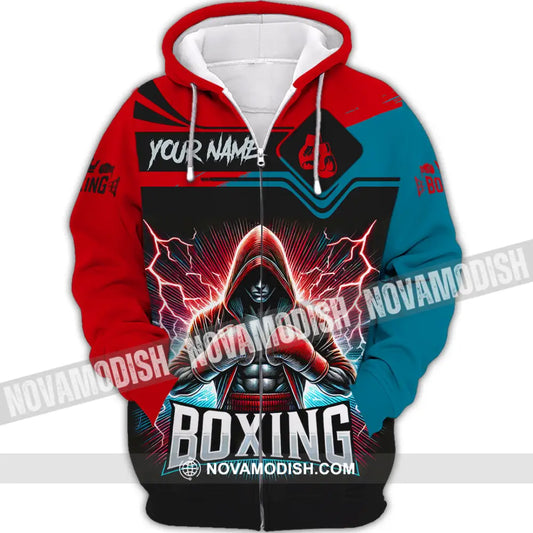 Man Shirt Custom Name Boxing Lover Hoodie Polo Long Sleeve Gift For Players Zipper / S T-Shirt