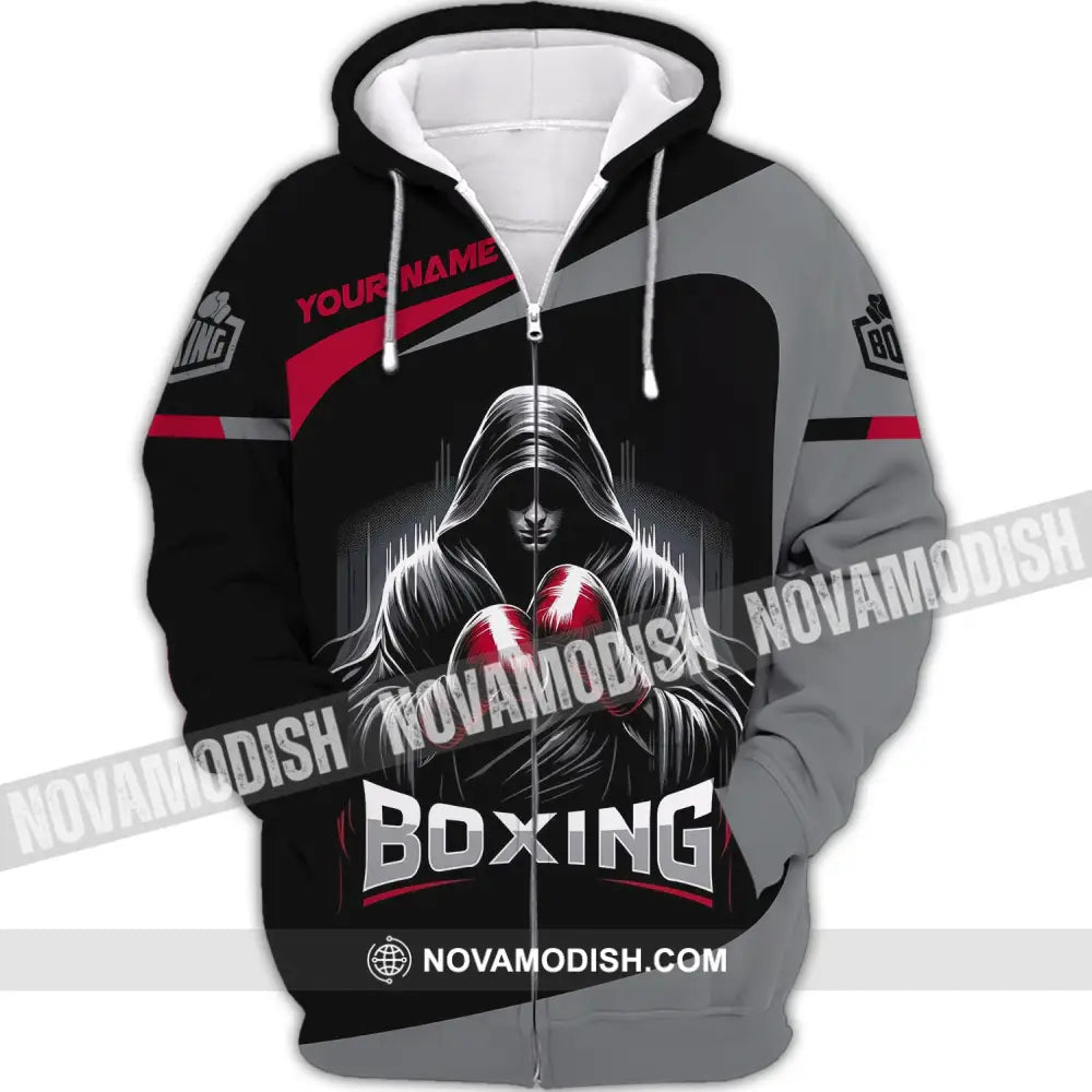 Man Shirt Custom Name Boxing Polo Hoodie Gift For Lover Zipper / S T-Shirt