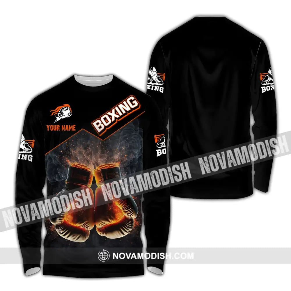 Man Shirt Custom Name Boxing Polo Long Sleeve Gift Players / S T-Shirt