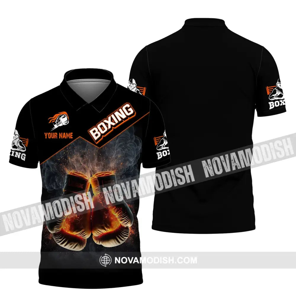 Man Shirt Custom Name Boxing Polo Long Sleeve Gift Players / S T-Shirt