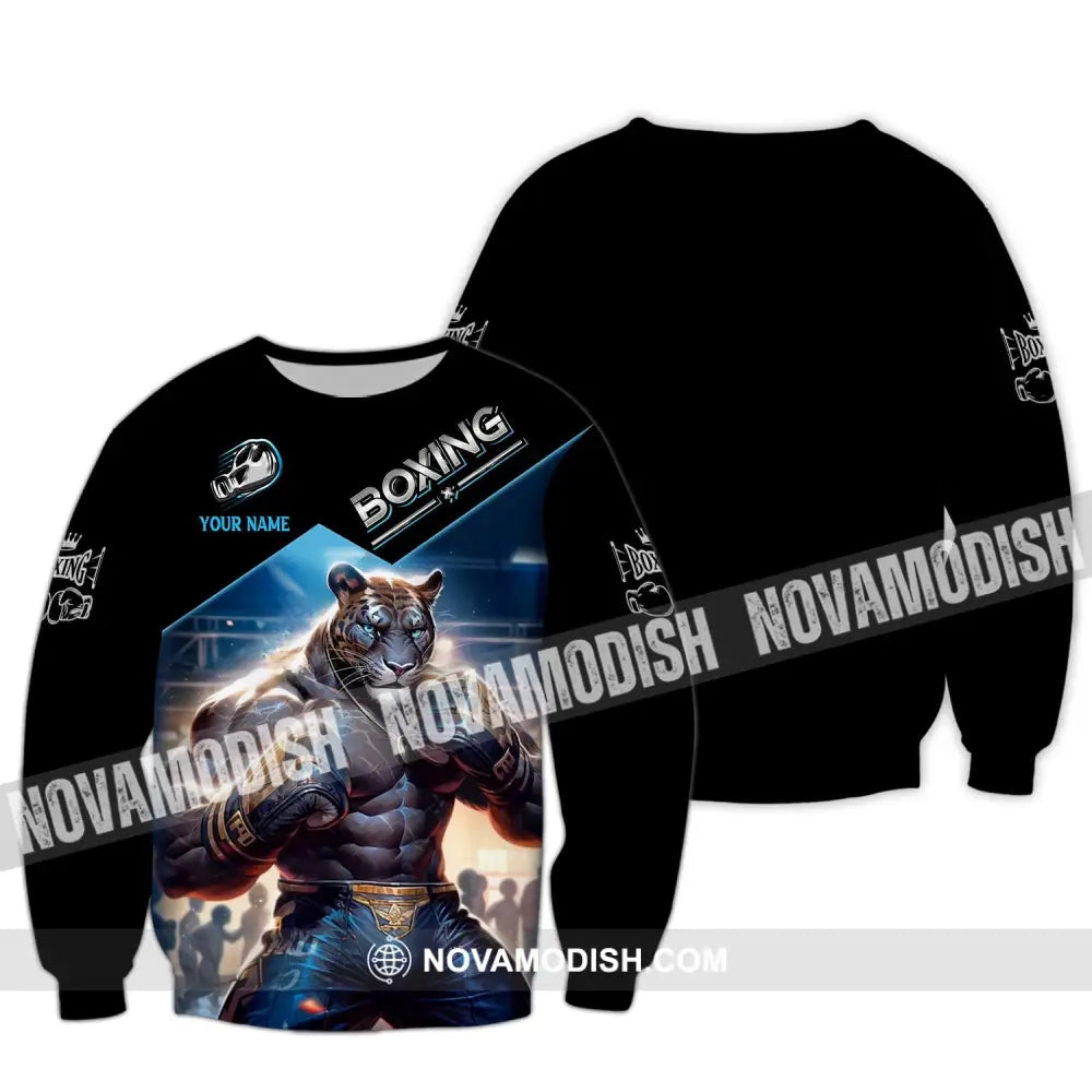 Man Shirt Custom Name Boxing Shirt Boxing Polo Long Sleeve Boxing Gift Long Sleeve / S T-shirt