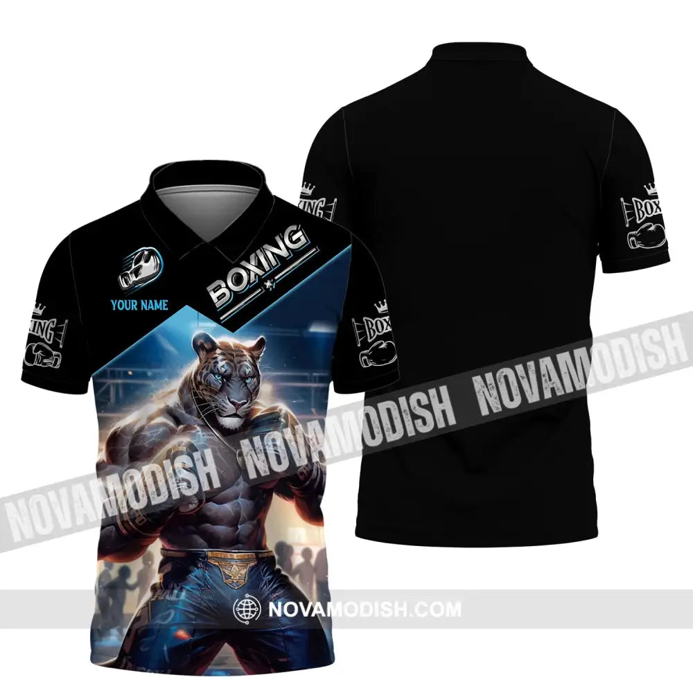 Man Shirt Custom Name Boxing Shirt Boxing Polo Long Sleeve Boxing Gift Polo Shirt / S T-shirt