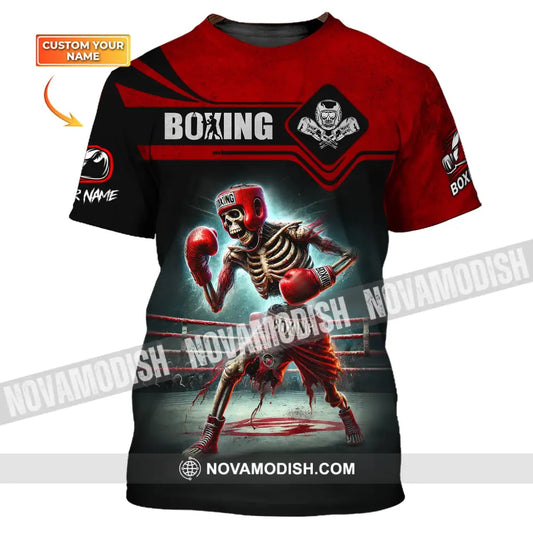 Man Shirt Custom Name Boxing Skull Polo Long Sleeve Gift For Lover T-Shirt