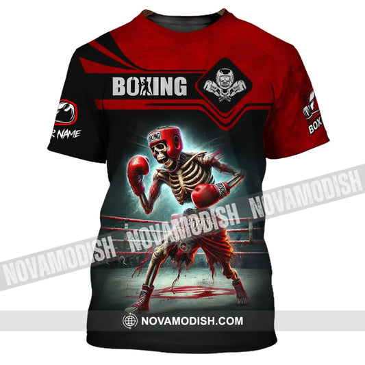 Man Shirt Custom Name Boxing Skull Polo Long Sleeve Gift For Lover T-Shirt / S