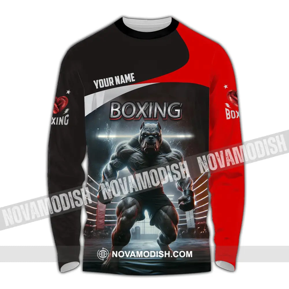 Man Shirt Custom Name Boxing T-Shirt For Club Gift Lovers Long Sleeve / S T-Shirt