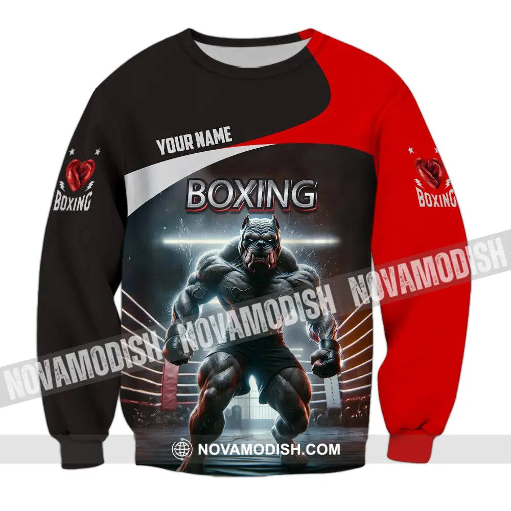 Man Shirt Custom Name Boxing T-Shirt For Club Gift Lovers Long Sleeve / S T-Shirt