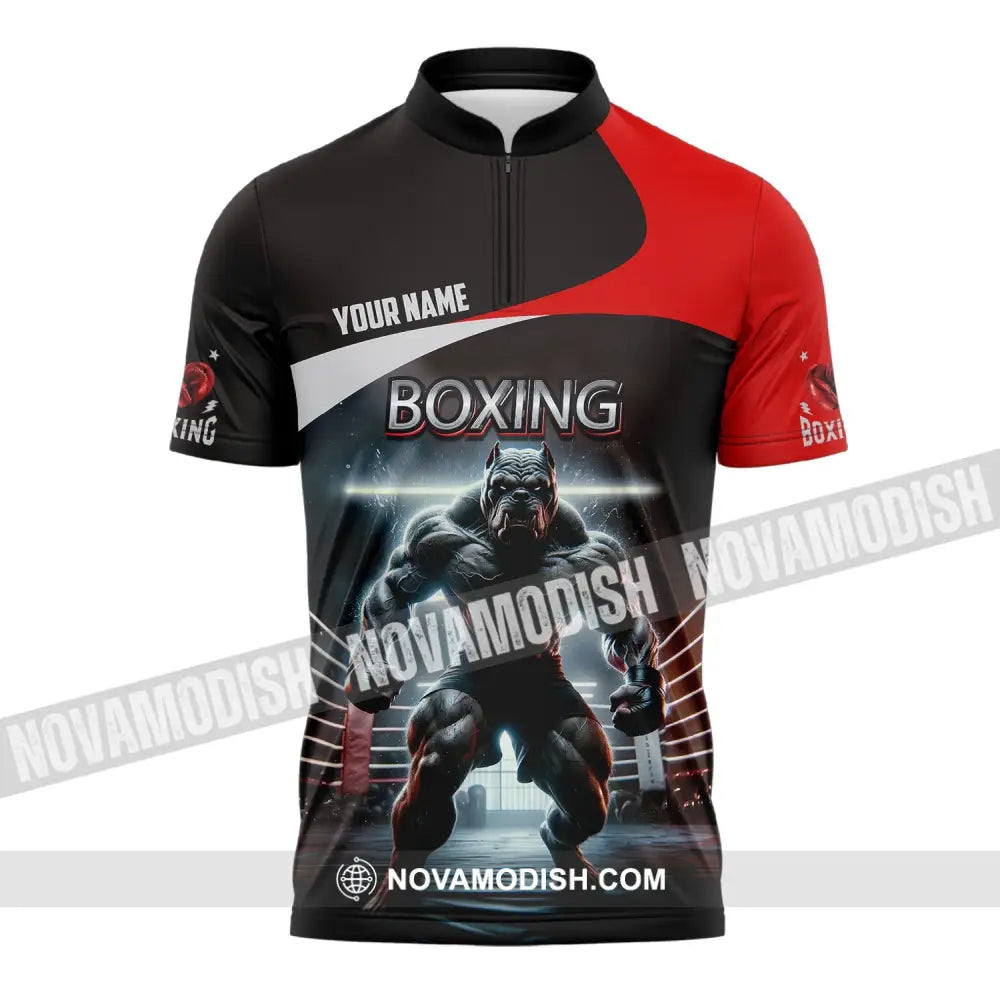 Man Shirt Custom Name Boxing T-Shirt For Club Gift Lovers Zipper Polo / S T-Shirt