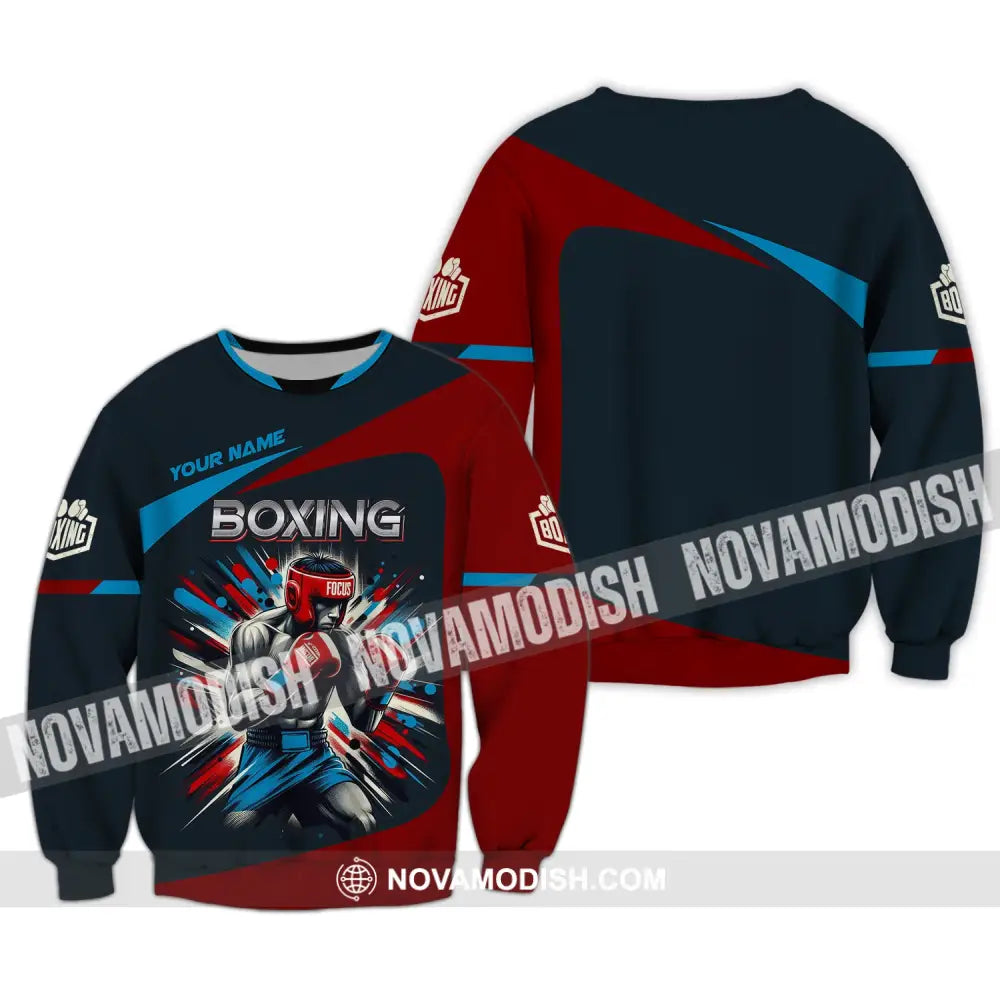 Man Shirt Custom Name Boxing T-Shirt Gift For Lover Long Sleeve / S