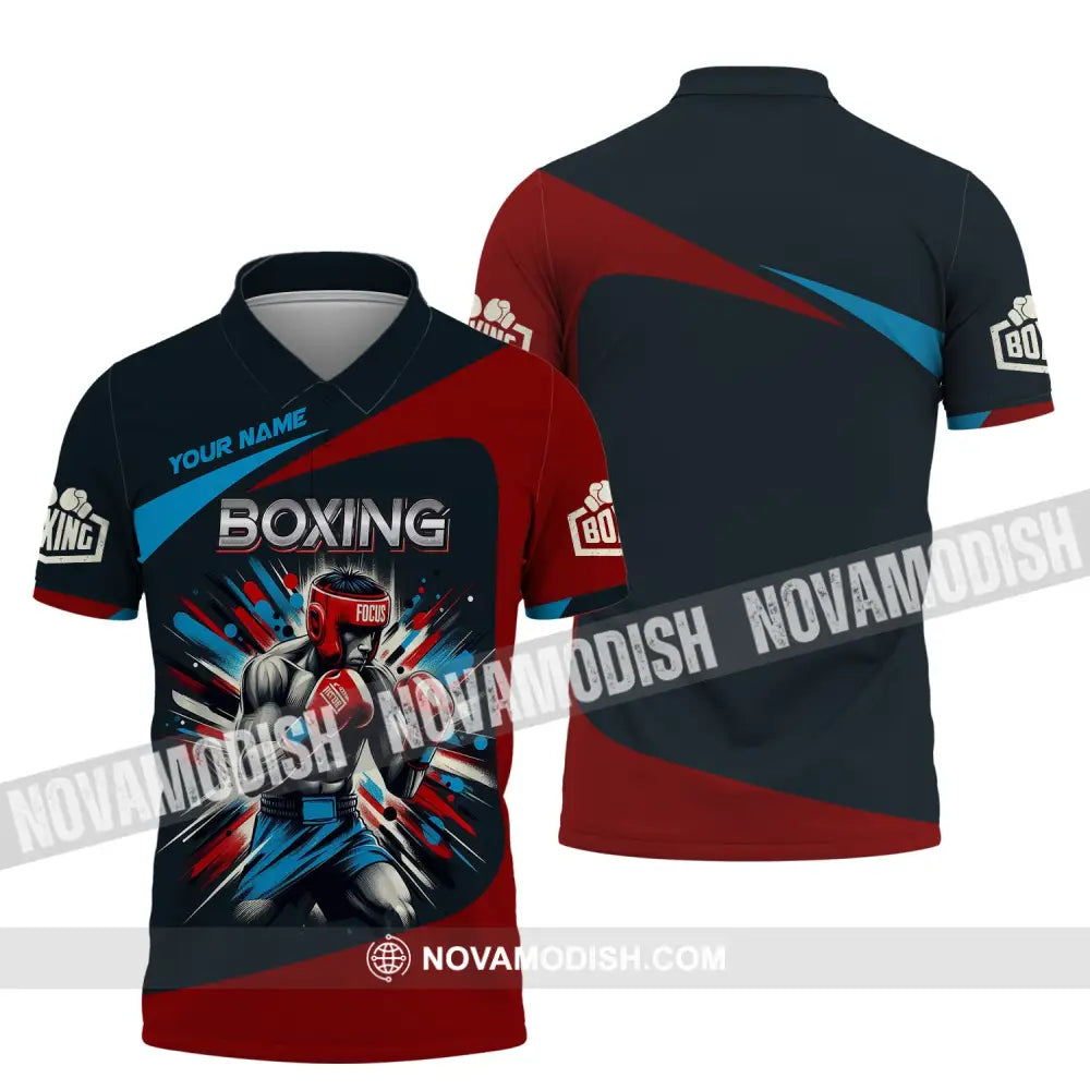 Man Shirt Custom Name Boxing T-Shirt Gift For Lover Polo / S