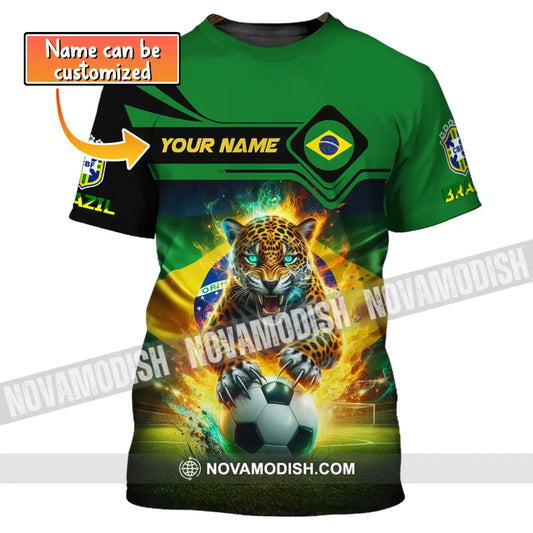 Man Shirt Custom Name Brazil Football Soccer T-Shirt Gift For Lover