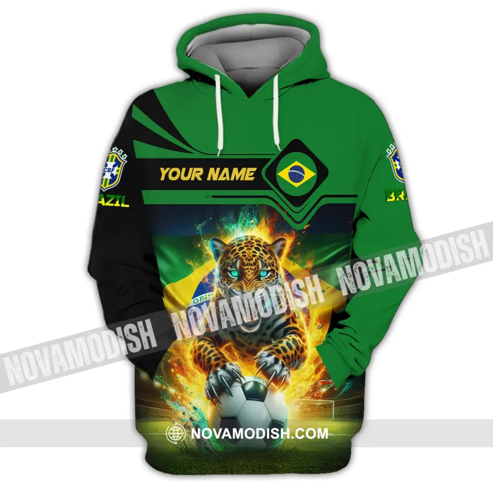 Man Shirt Custom Name Brazil Football Soccer T-Shirt Gift For Lover Hoodie / S