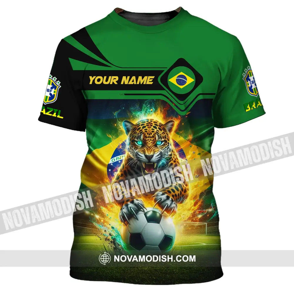 Man Shirt Custom Name Brazil Football Soccer T-Shirt Gift For Lover / S