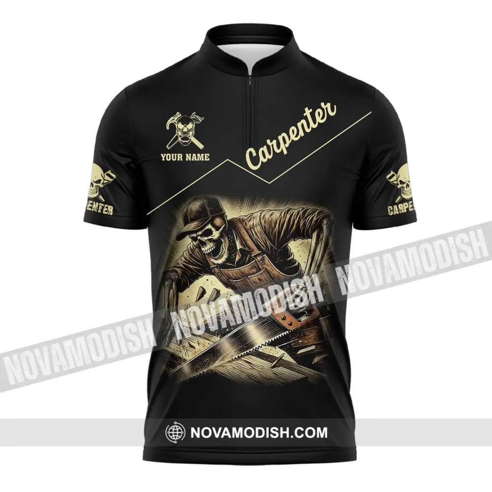 Man Shirt Custom Name Carpenter Hoodie Polo Long Sleeve Zipper / S T-Shirt
