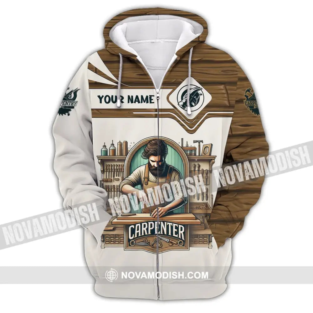 Man Shirt Custom Name Carpenter Hoodie Polo Long Sleeve Zipper / S T-Shirt