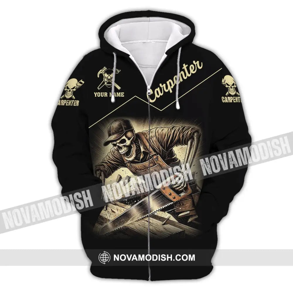 Man Shirt Custom Name Carpenter Hoodie Polo Long Sleeve Zipper / S T-Shirt