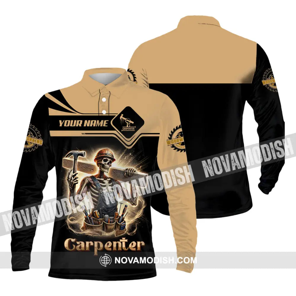 Man Shirt Custom Name Carpenter Polo Long Sleeve Gift For / S T-Shirt
