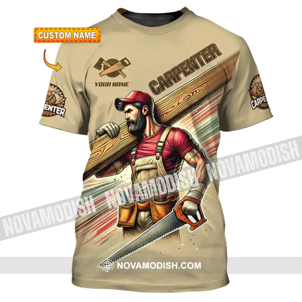 Man Shirt Custom Name Carpenter Polo Long Sleeve Gift For T-Shirt