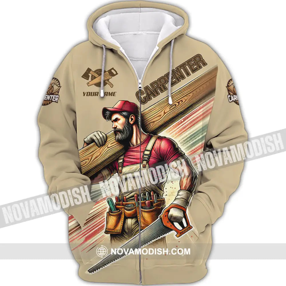 Man Shirt Custom Name Carpenter Polo Long Sleeve Gift For Zipper Hoodie / S T-Shirt