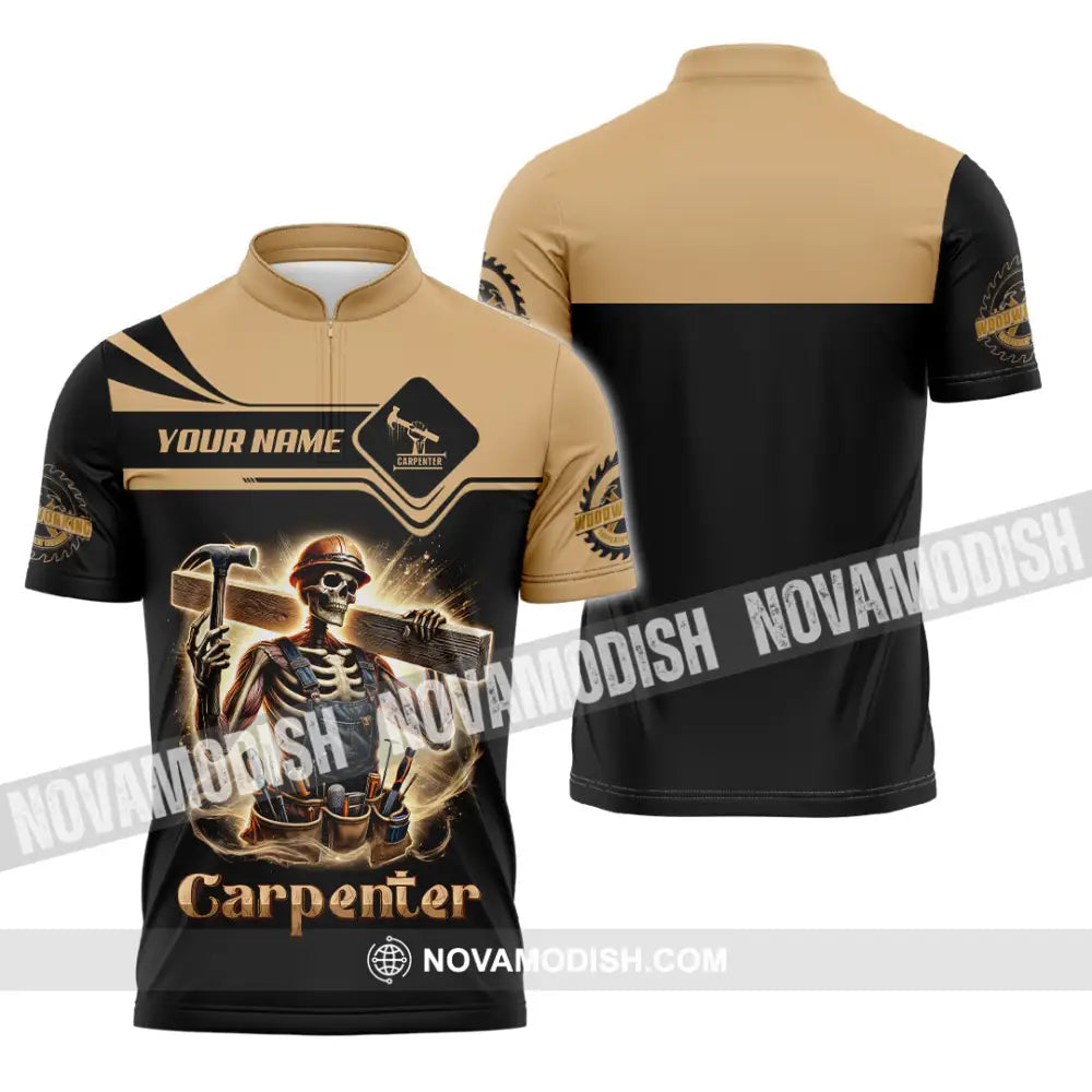 Man Shirt Custom Name Carpenter Polo Long Sleeve Gift For Zipper / S T-Shirt